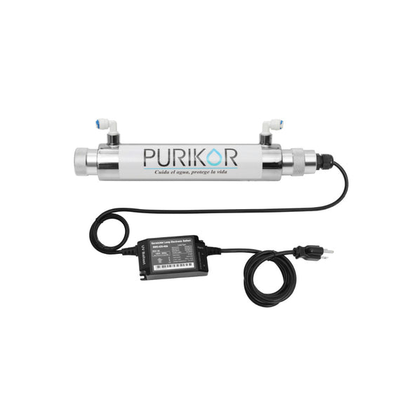 Sistema de desinfección para 1 GPM serie Classic marca Purikor con luz UV de 16 watts en 120 Volts