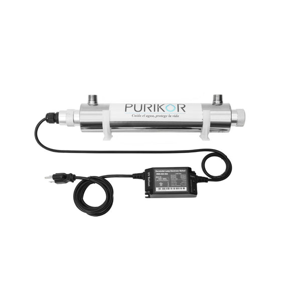 Sistema de desinfección para 6 GPM serie Classic marca Purikor con luz UV de 25 watts en 120 Volts